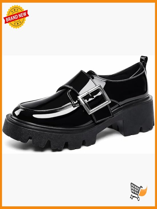 Shoes - Black Chunky Loafers Slip-On Dressy Shoes for Work Casual